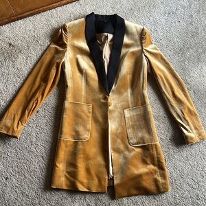 Gold Velvet Blazer with Black Lapel